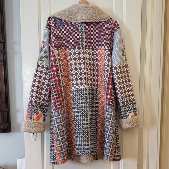 Johnny Was Multicolor Floral Patchwork Teddy Jacket - Picture 7 of 13